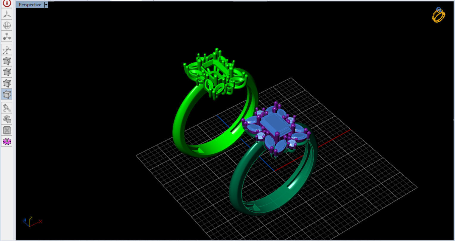 Royal Emerald Solitaire with marquise 3D print model_28