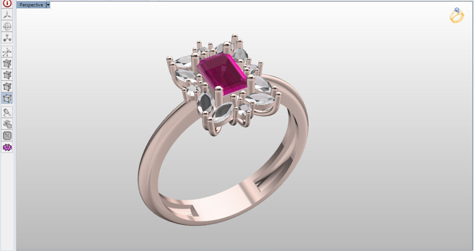Royal Emerald Solitaire with marquise 3D print model_2
