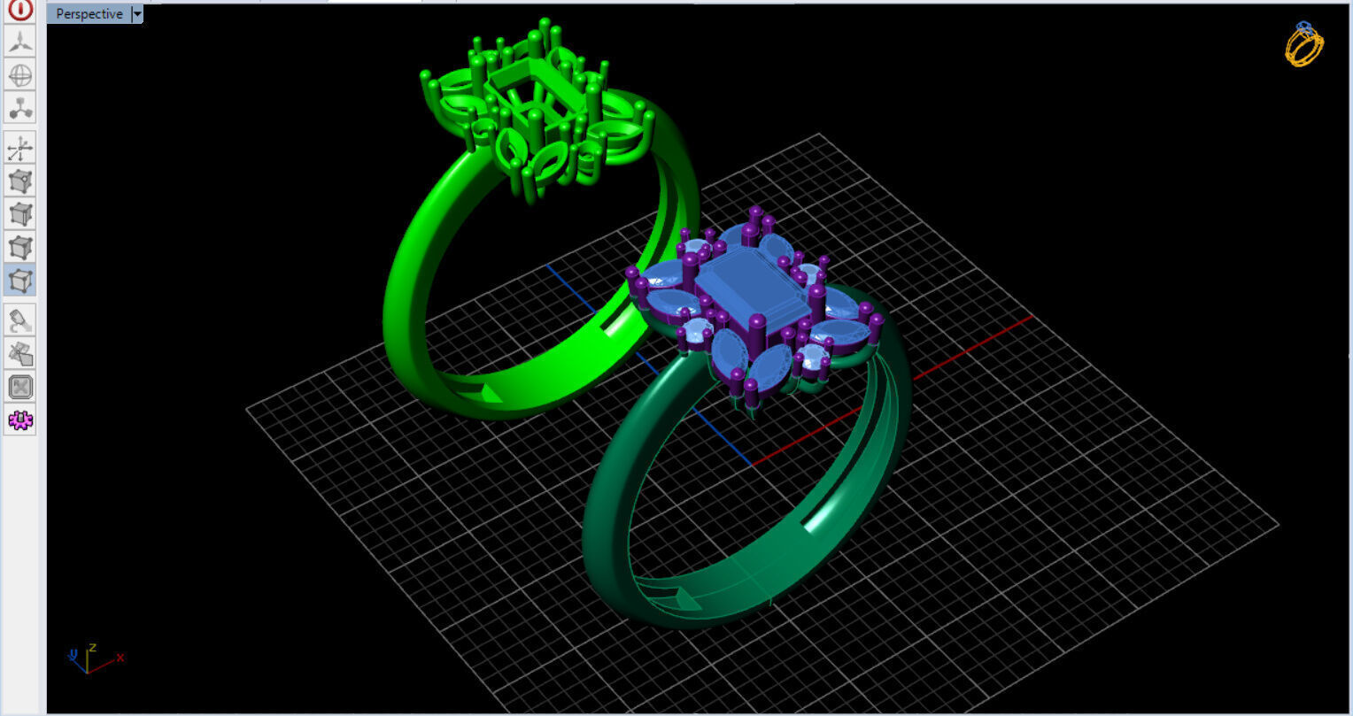Royal Emerald Solitaire with marquise 3D print model_29