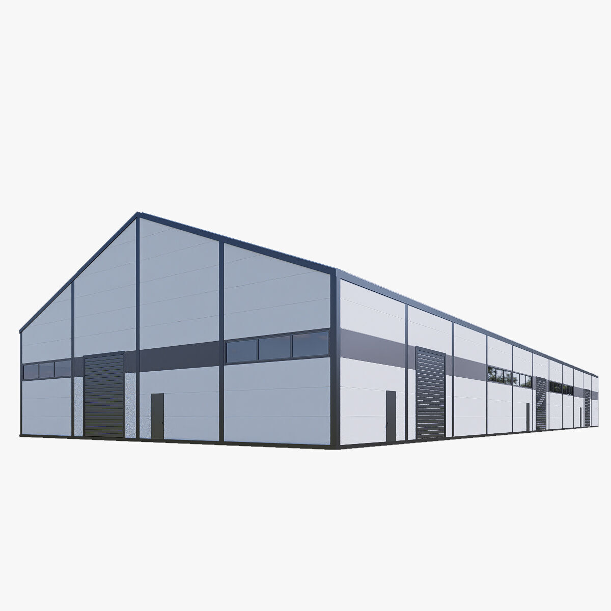 Warehouse Building Low-poly 3D model_4
