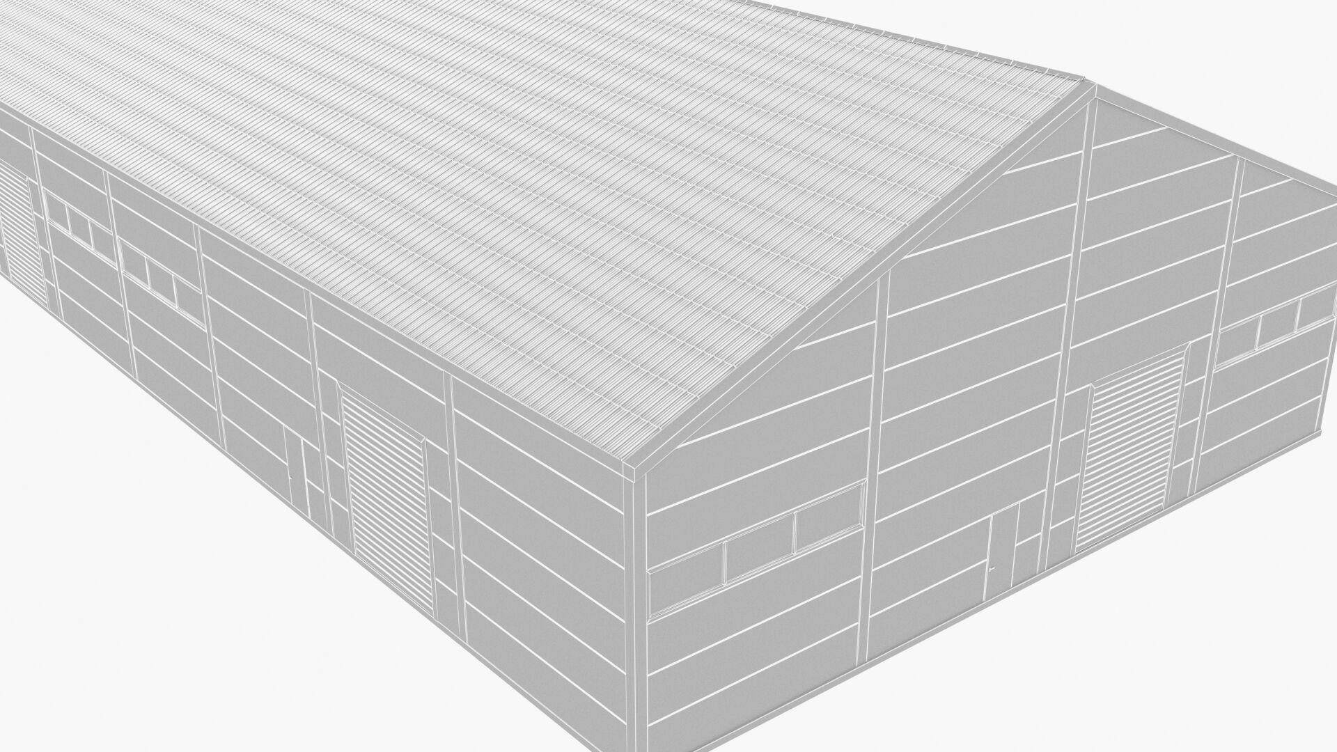 Warehouse Building Low-poly 3D model_8