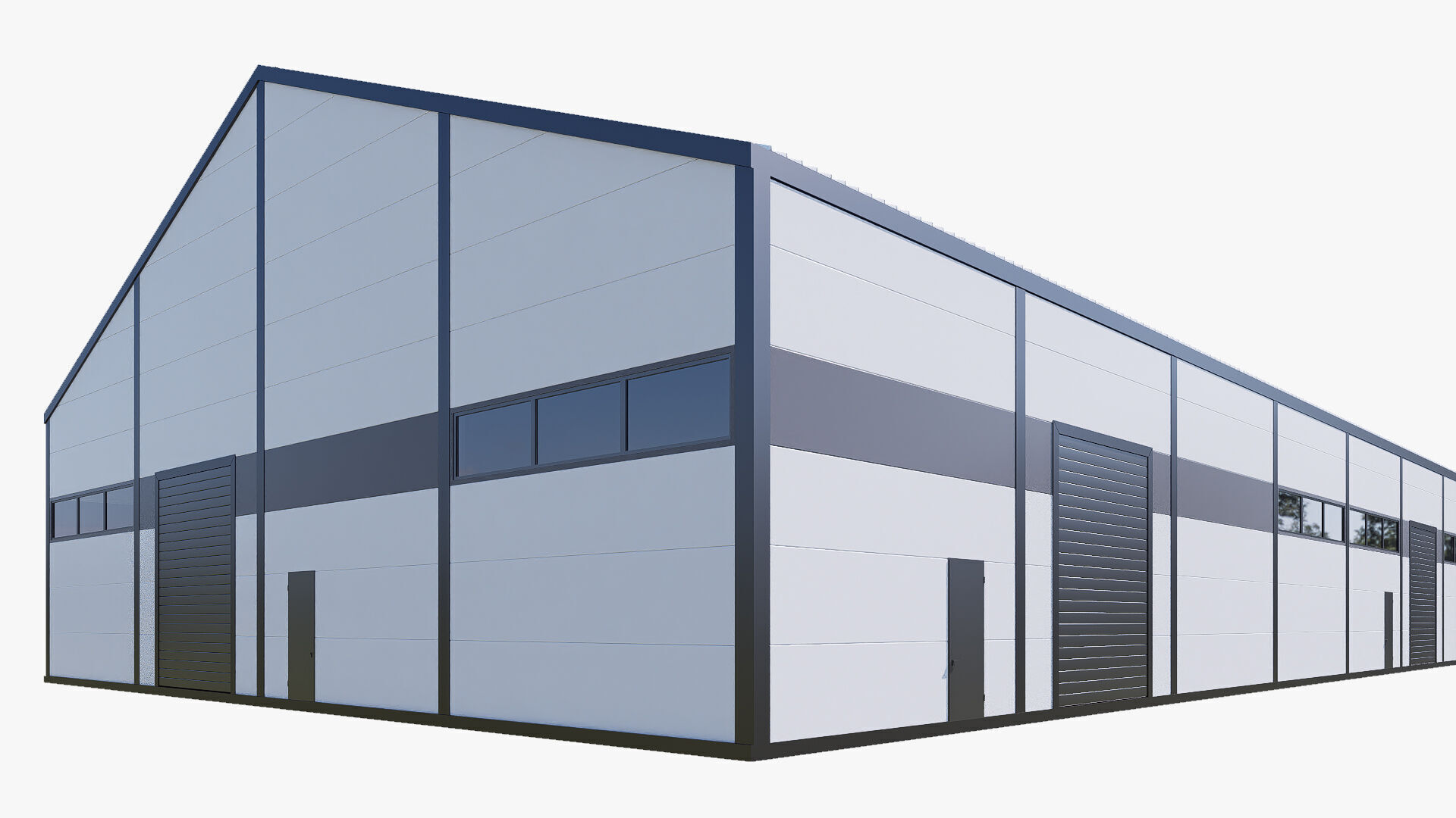 Warehouse Building Low-poly 3D model_6