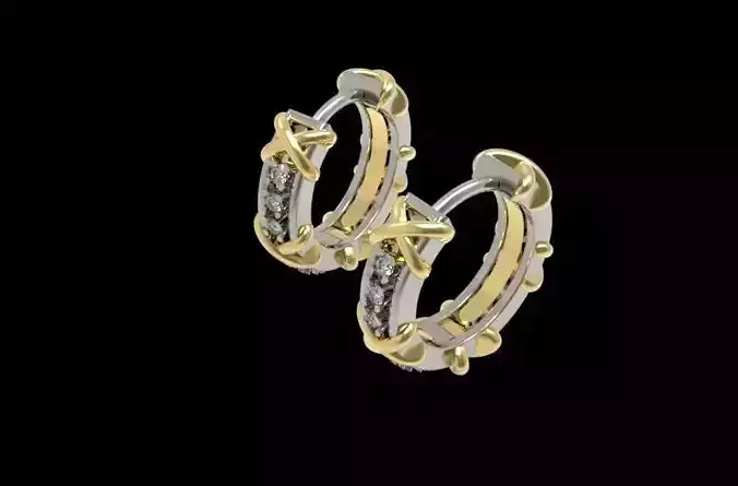 Sixteen Stone Hoop Earring 3D print model