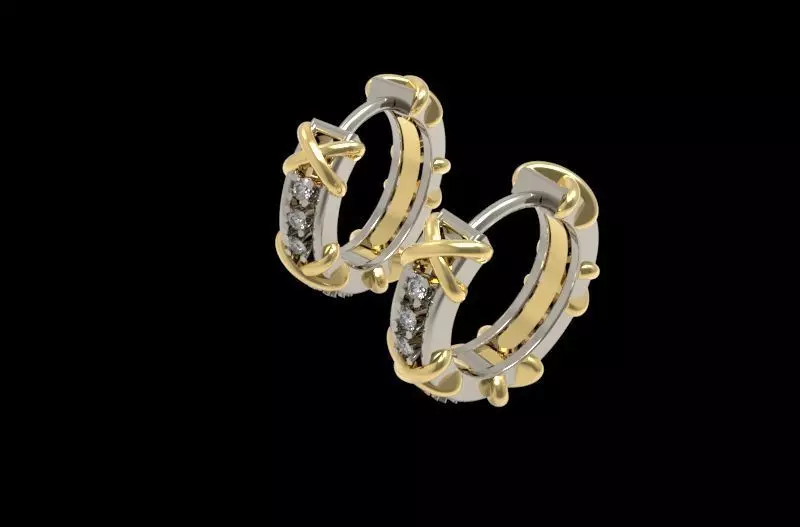 Sixteen Stone Hoop Earring 3D print model_0