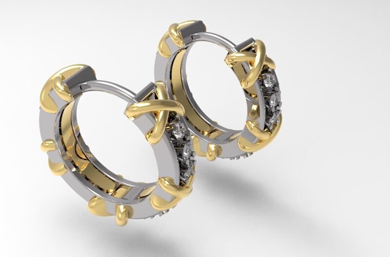 Sixteen Stone Hoop Earring 3D print model_1