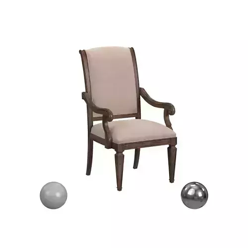 Kensington Hill Diana Beige Upholstered Wood Arm Accent Chair