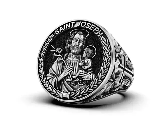 Saint Joseph Signet Ring 3D print model