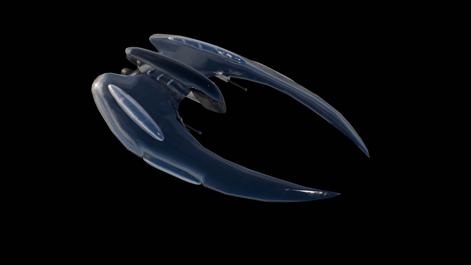 Spaceship 3D model Low-poly 3D model_2