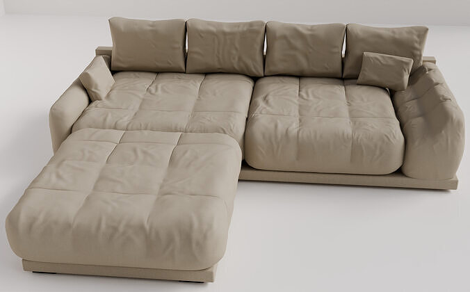 Realistic Couch 3D Model  High and Low Poly Versions Included Low-poly 3D model 6