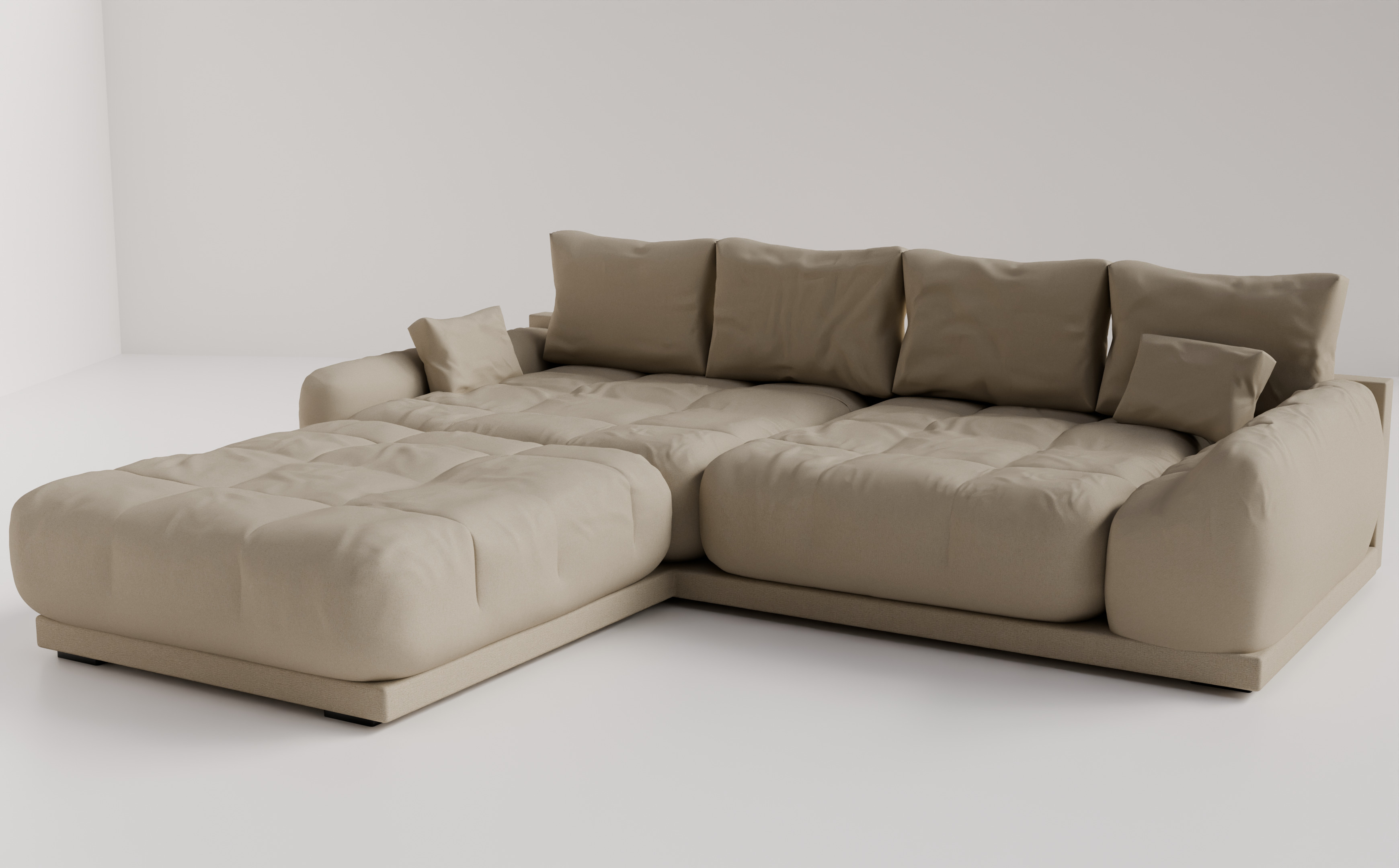 Realistic Couch 3D Model High and Low Poly Versions Included Low-poly 3D model_1