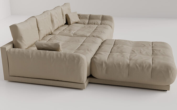 Realistic Couch 3D Model  High and Low Poly Versions Included Low-poly 3D model 5