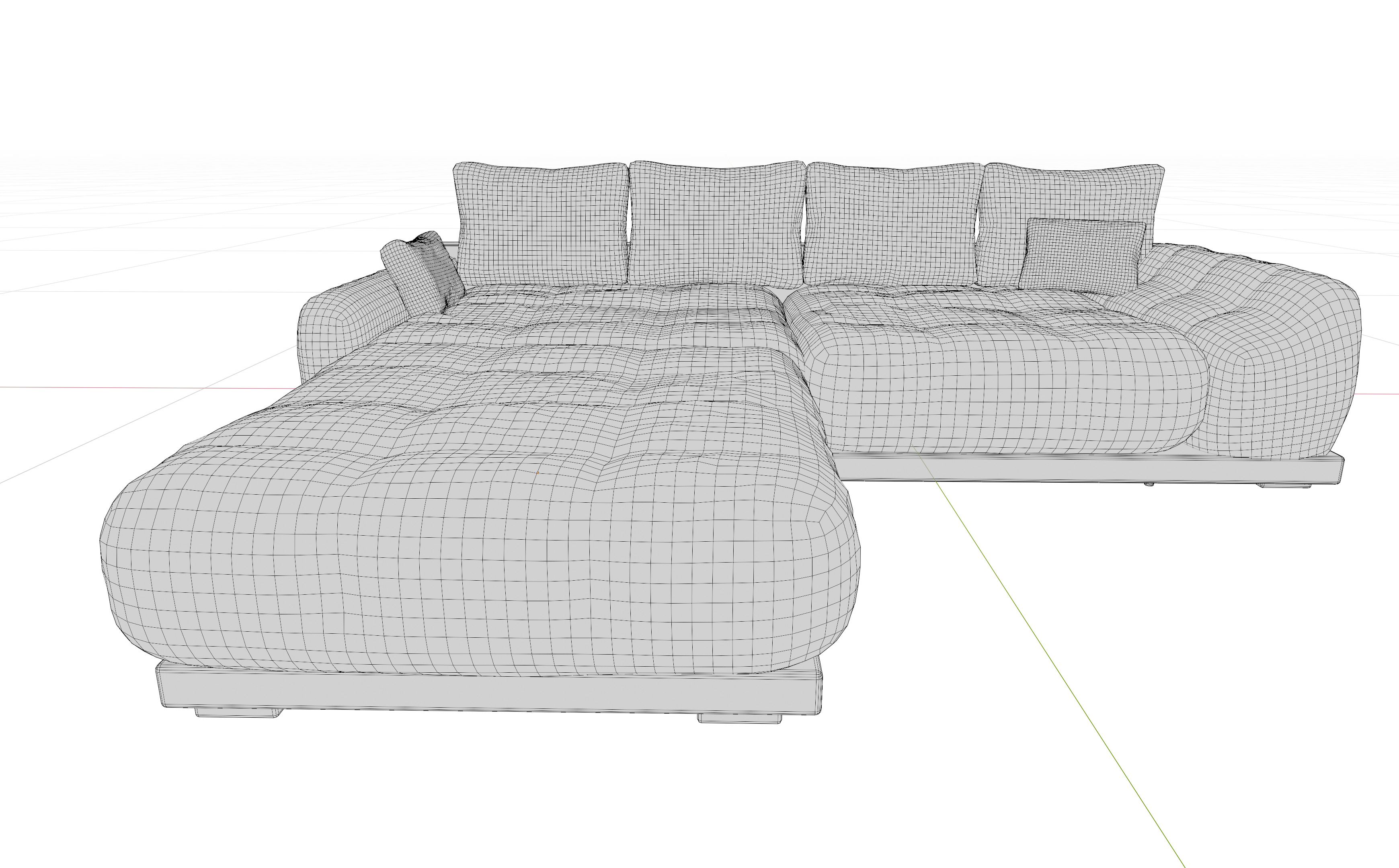 Realistic Couch 3D Model High and Low Poly Versions Included Low-poly 3D model_7