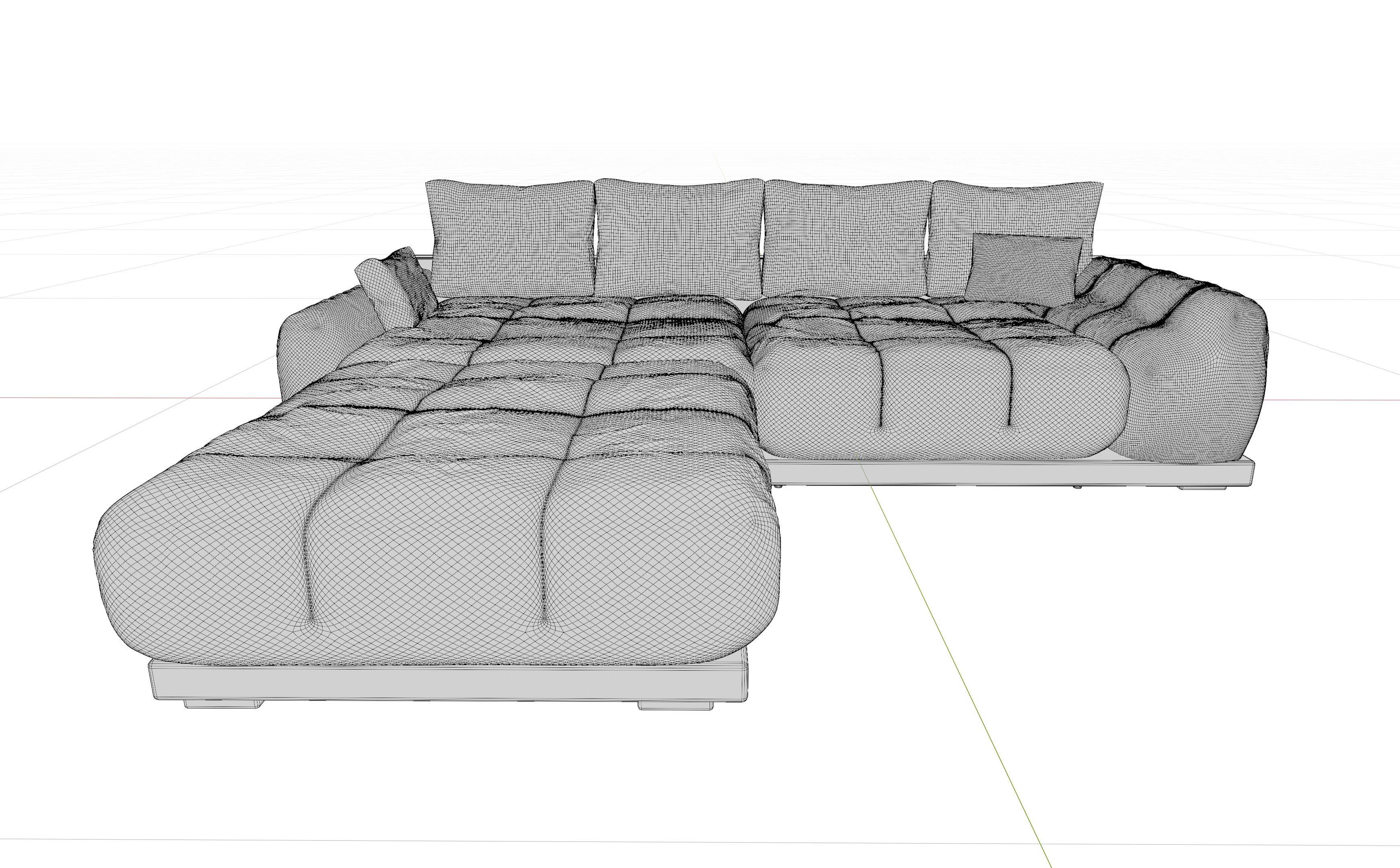 Realistic Couch 3D Model High and Low Poly Versions Included Low-poly 3D model_6
