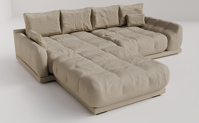 Realistic Couch 3D Model  High and Low Poly Versions Included Low-poly 3D model 3