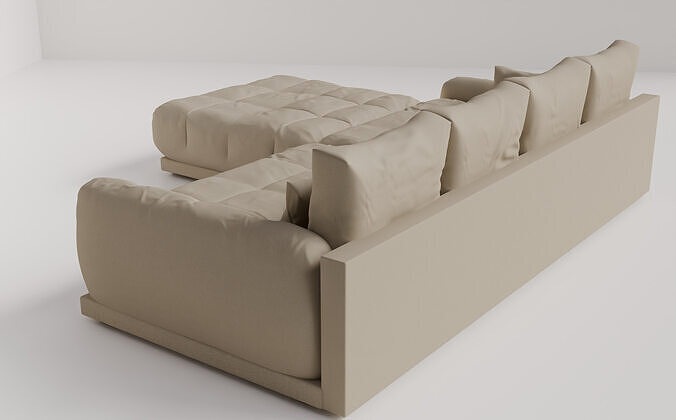 Realistic Couch 3D Model  High and Low Poly Versions Included Low-poly 3D model 4