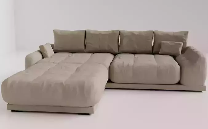 Realistic Couch 3D Model  High and Low Poly Versions Included