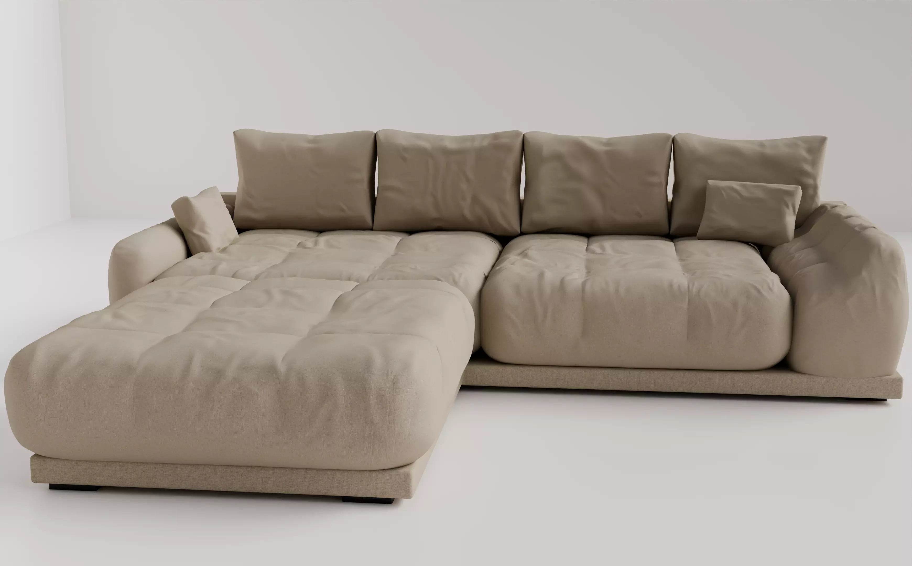 Realistic Couch 3D Model High and Low Poly Versions Included Low-poly 3D model_0