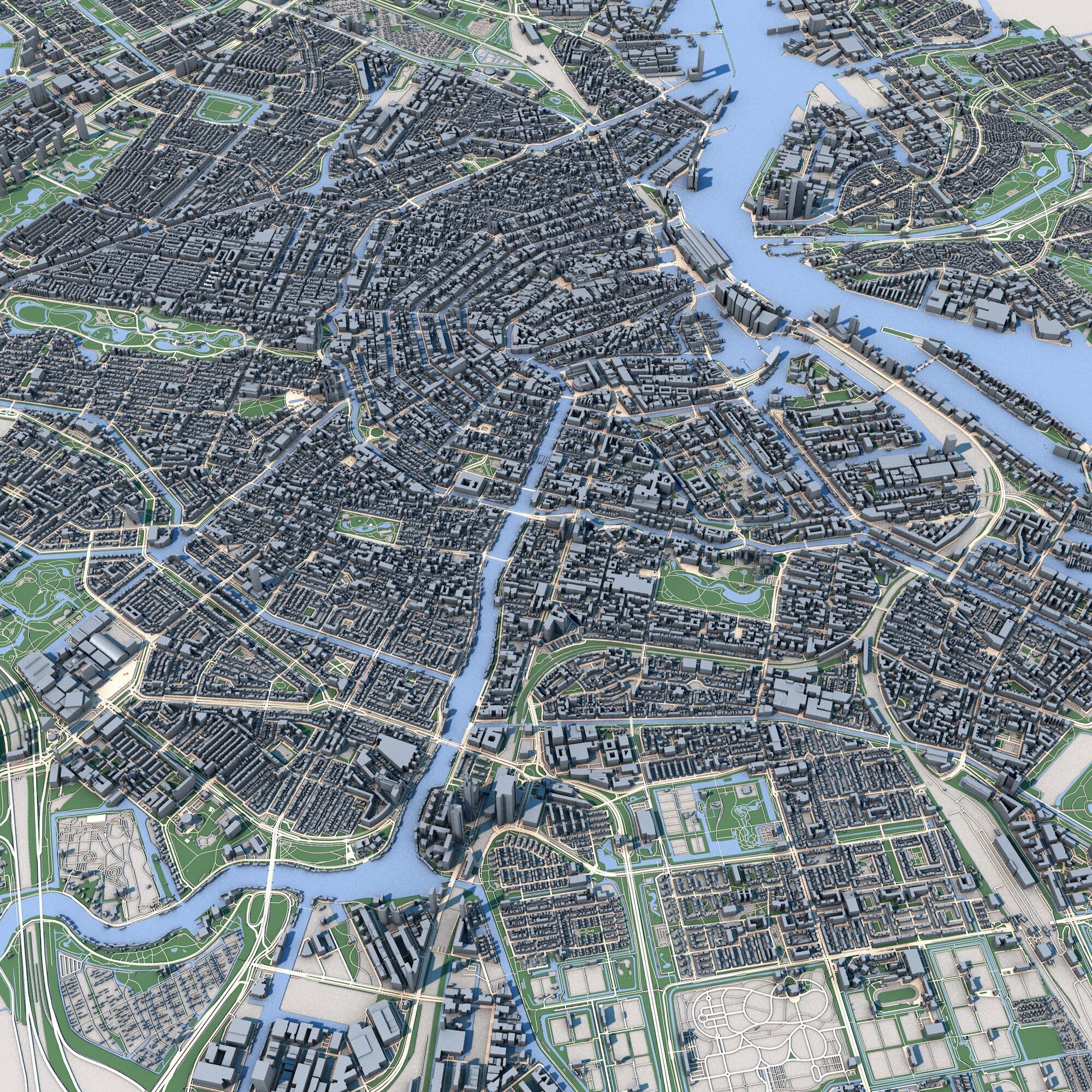 Custom 3D City Models for Games Simulations 3D Printing Low-poly 3D model_3