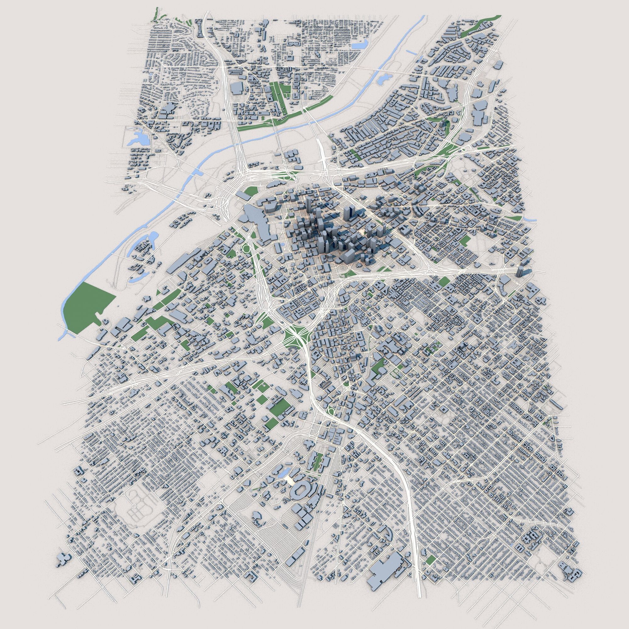 Custom 3D City Models for Games Simulations 3D Printing Low-poly 3D model_8