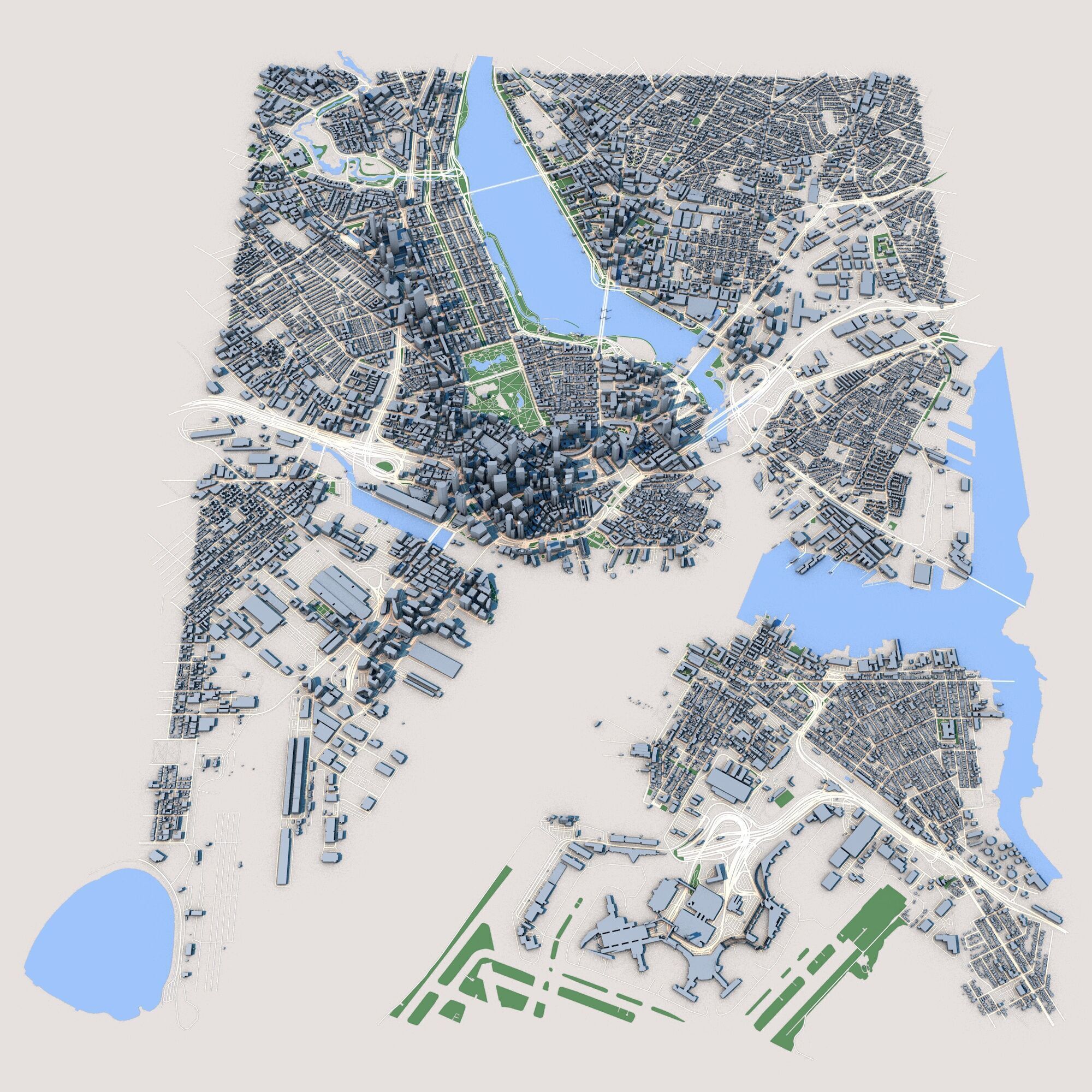 Custom 3D City Models for Games Simulations 3D Printing Low-poly 3D model_6