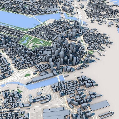 Custom 3D City Models for Games Simulations 3D Printing Low-poly 3D model 5