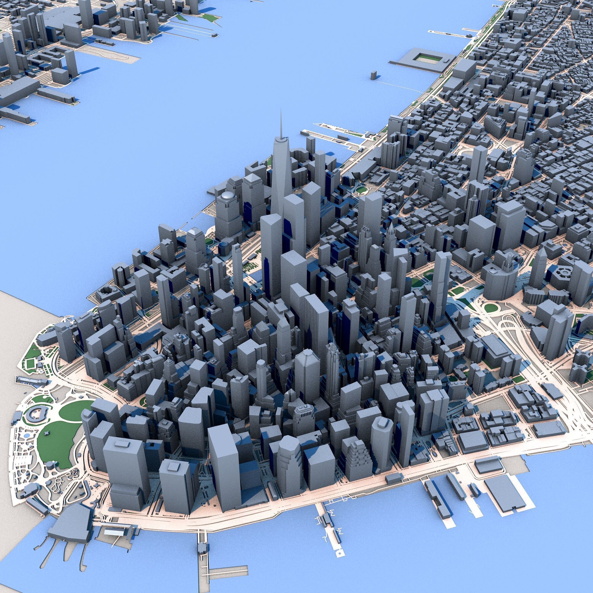 Custom 3D City Models for Games Simulations 3D Printing Low-poly 3D model_1