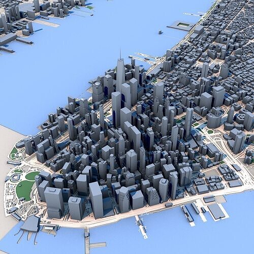 Custom 3D City Models for Games Simulations 3D Printing Low-poly 3D model 2