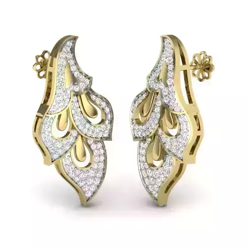 Printable 3D Jewelry design of Earrings with diamonds