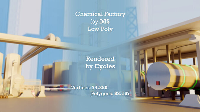 Chemical Factory Low-poly 3D model