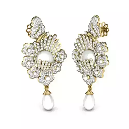 Printable 3D Jewelry design of Earrings with diamonds