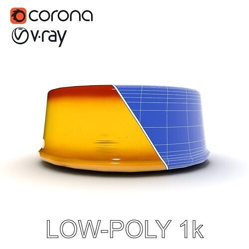 Caramel Flan Dessert Sculpture model pack Low-poly 3D model 7