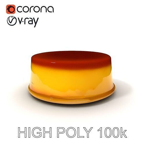 Caramel Flan Dessert Sculpture model pack Low-poly 3D model 5
