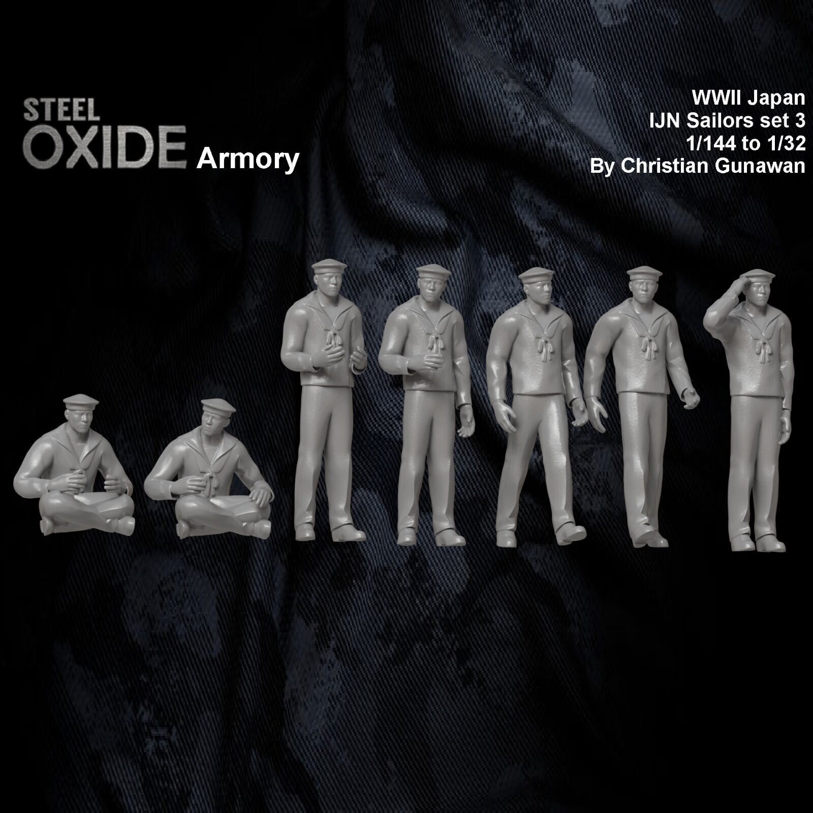 WWII IJN sailors set 3 3D print model_1