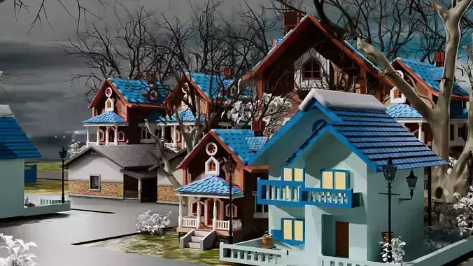 Stylized Low Poly House Pack 