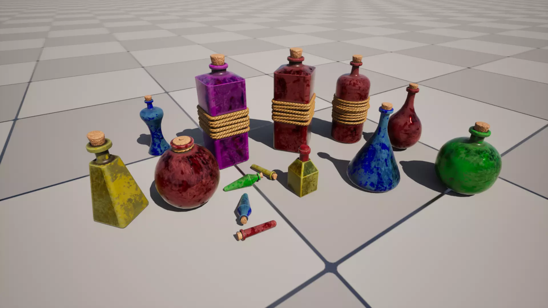 Fantasy Potions Low-poly 3D model_0