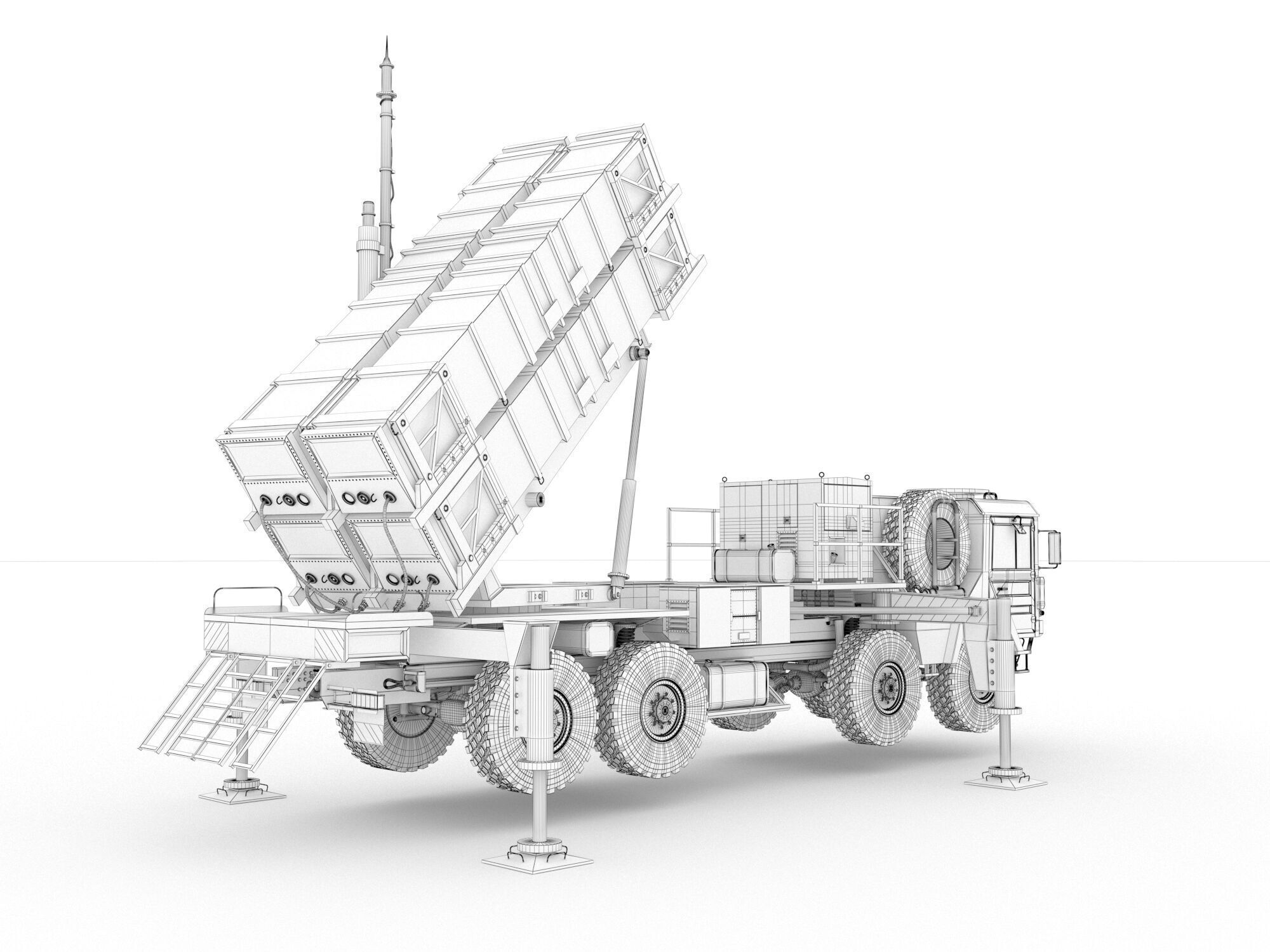 Radar AN MPQ-53 and Rocket launcher MAN KAT MIM-104 Patriot 3D model_43