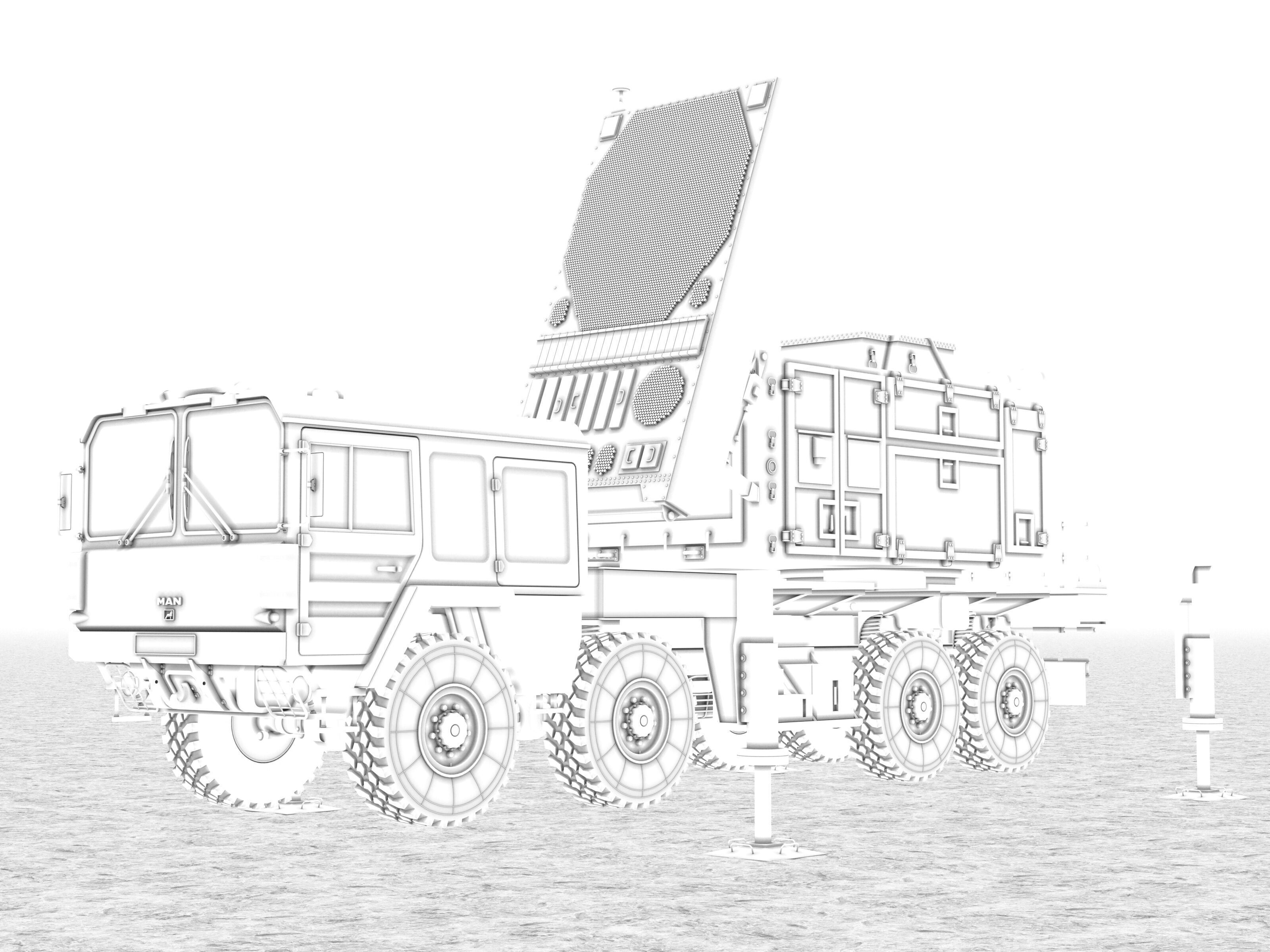 Radar AN MPQ-53 and Rocket launcher MAN KAT MIM-104 Patriot 3D model_37
