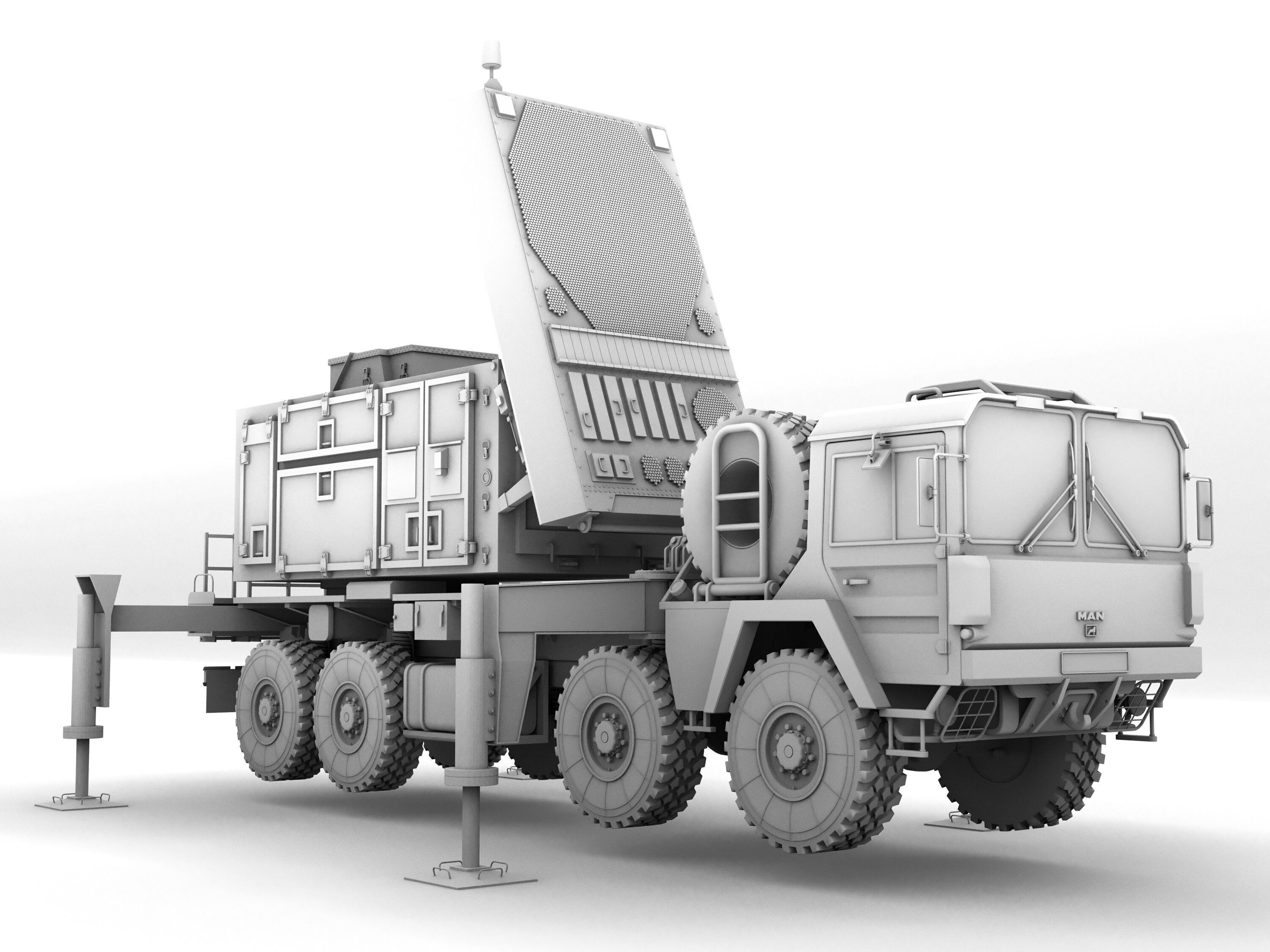 Radar AN MPQ-53 and Rocket launcher MAN KAT MIM-104 Patriot 3D model_30