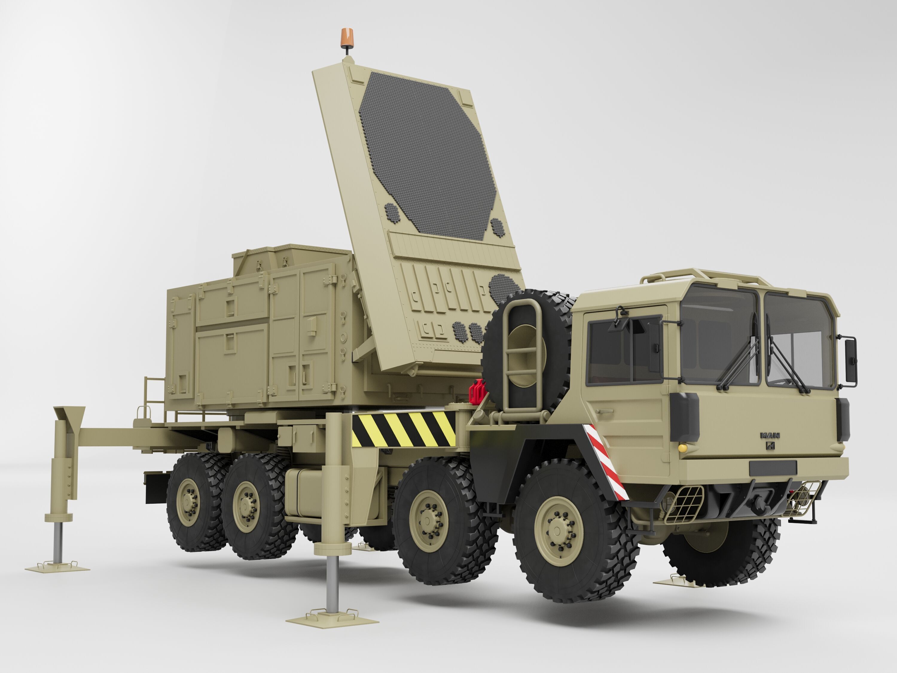 Radar AN MPQ-53 and Rocket launcher MAN KAT MIM-104 Patriot 3D model_8