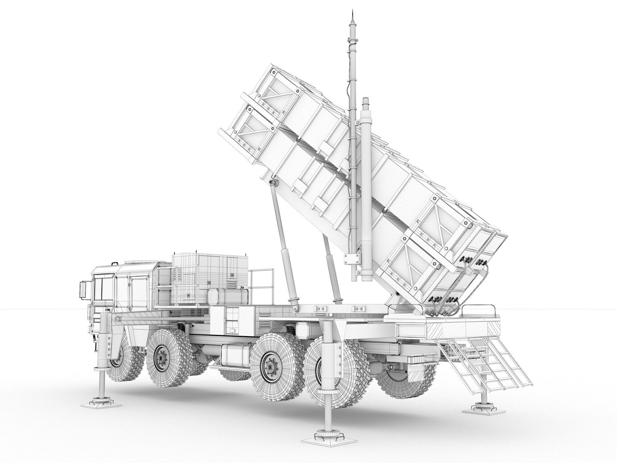 Radar AN MPQ-53 and Rocket launcher MAN KAT MIM-104 Patriot 3D model_45