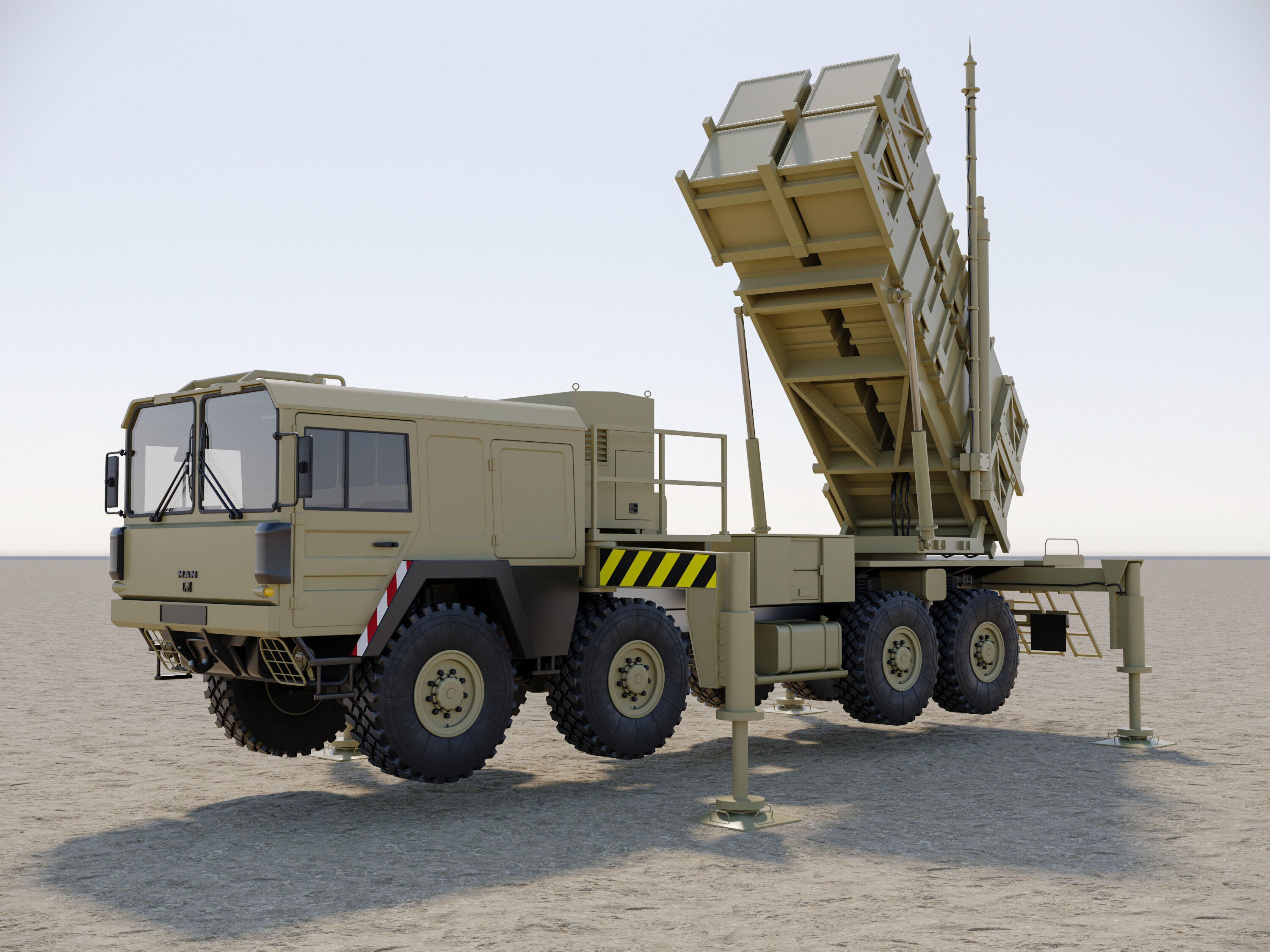 Radar AN MPQ-53 and Rocket launcher MAN KAT MIM-104 Patriot 3D model_7