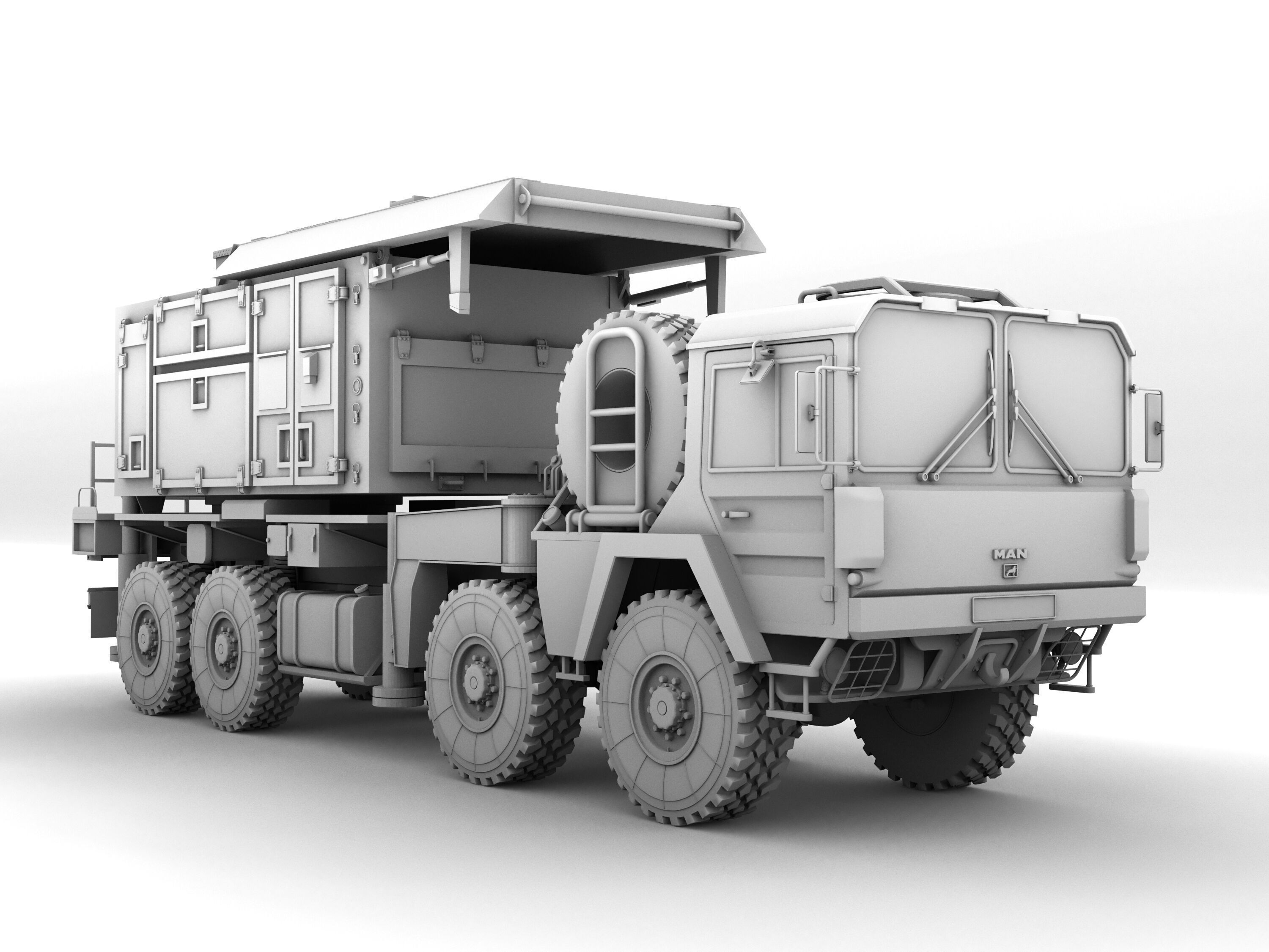 Radar AN MPQ-53 and Rocket launcher MAN KAT MIM-104 Patriot 3D model_10