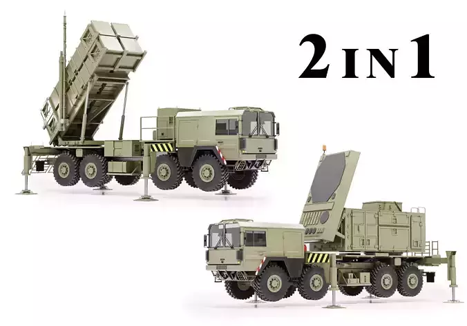 Radar AN MPQ-53 and Rocket launcher MAN KAT MIM-104 Patriot 3D model