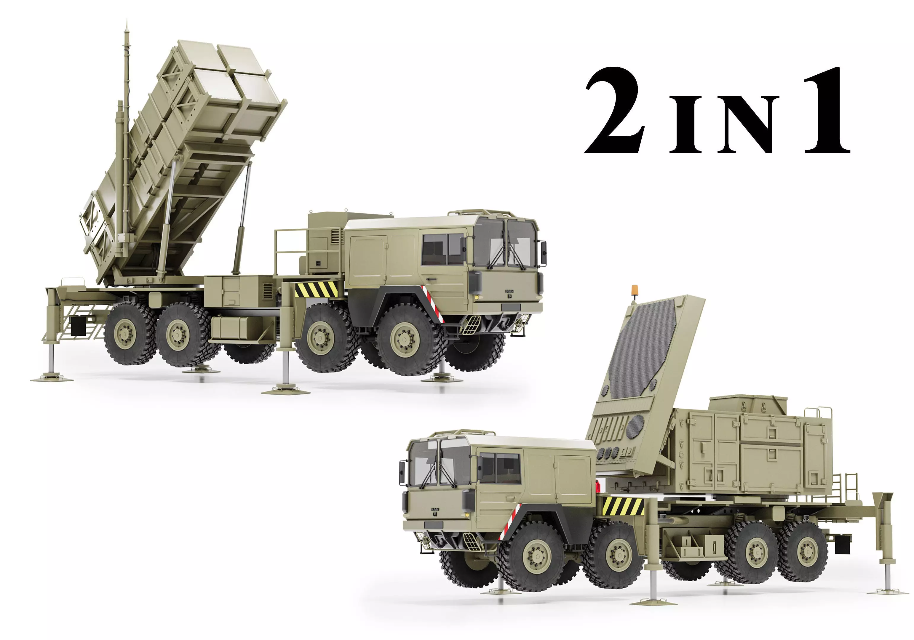 Radar AN MPQ-53 and Rocket launcher MAN KAT MIM-104 Patriot 3D model_0