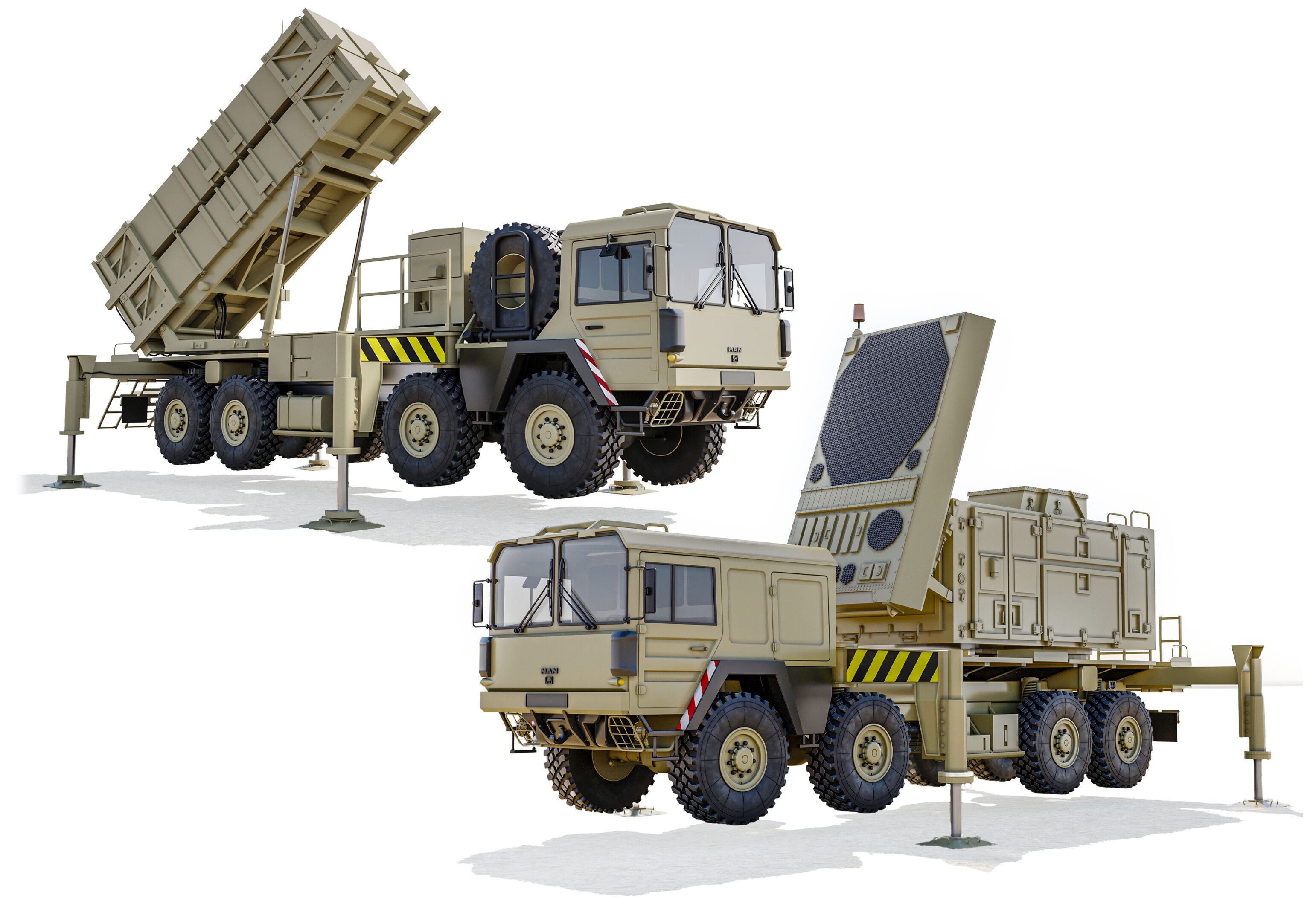 Radar AN MPQ-53 and Rocket launcher MAN KAT MIM-104 Patriot 3D model_4