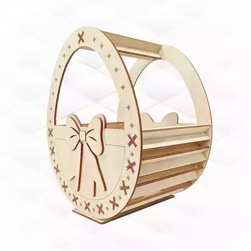 Gift Easter Basket Bow holiday decor laser cut 3D print model