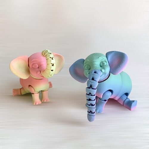 Cute Articulated Elephant 3D print model