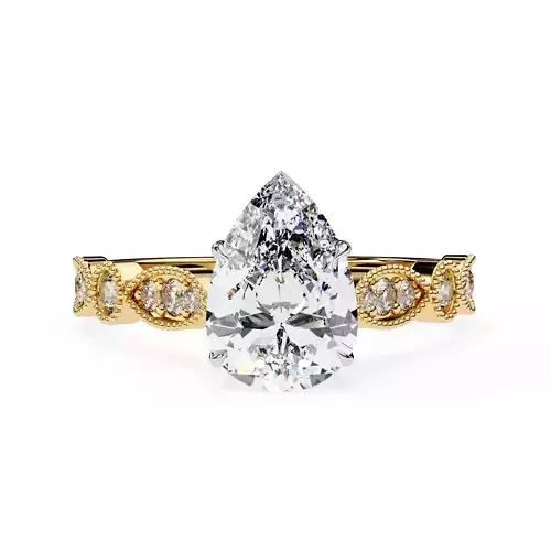Pear Diamond Vintage Setting Solitaire Ring