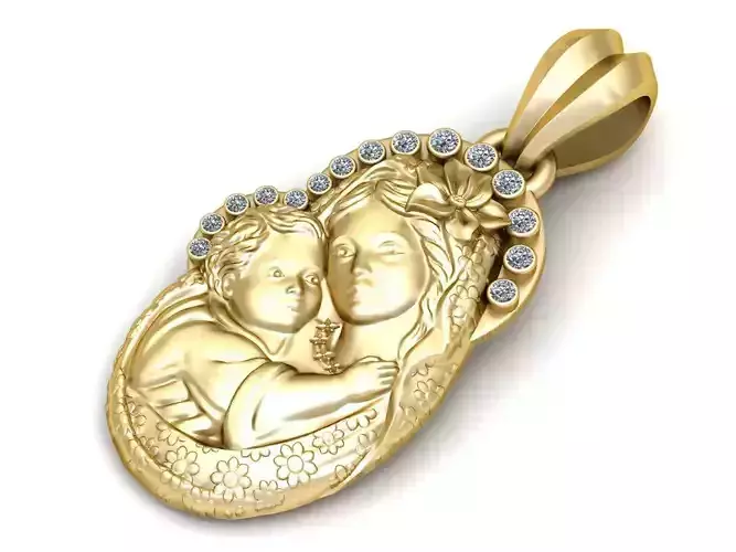 MOTHER AND BABY PENDANT 3D PRINTABLE MODEL 3D print model