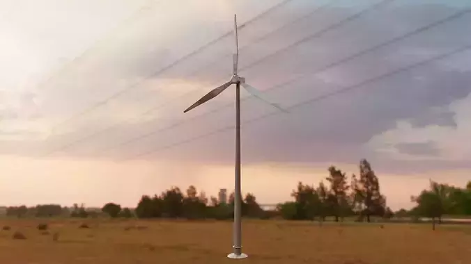 Wind Turbine Rig Low-poly 3D model